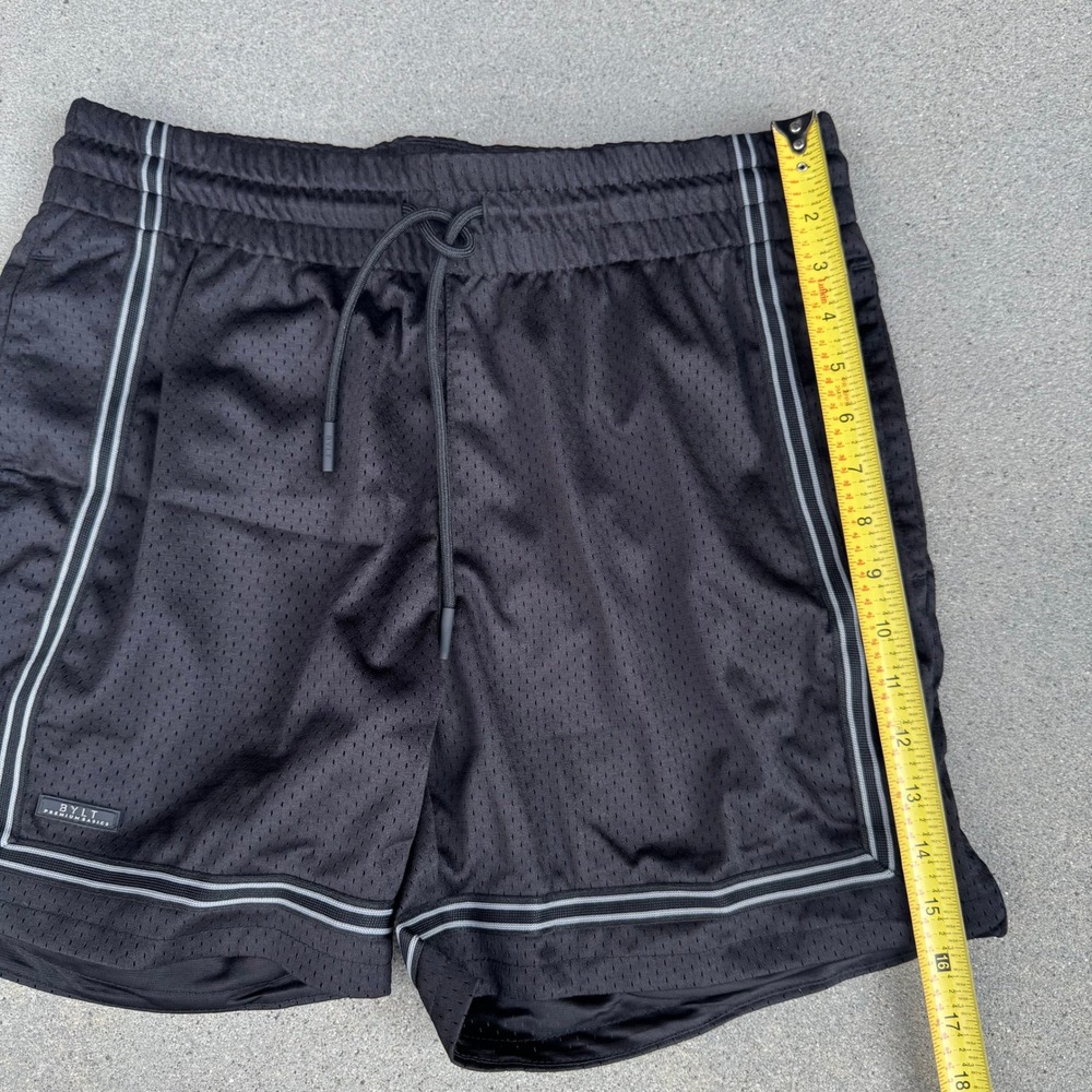 BYLT Premium Basics Mens Court Style Short Black Mesh Athletic MBSH0784 Medium - Picture 9 of 9